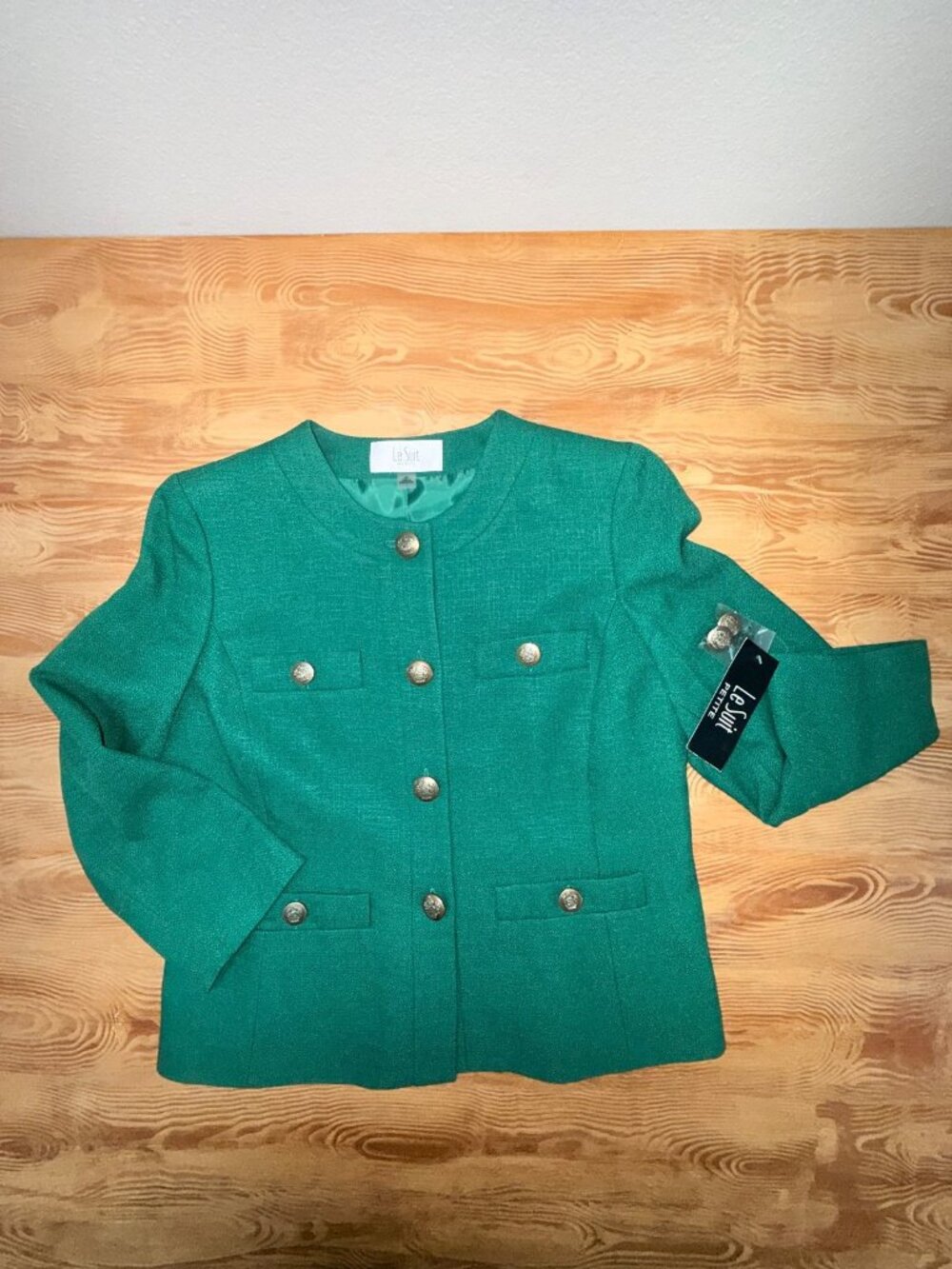 Le Suit Petite Tonal Jacket & Skirt Set Emerald Green 10P - 1317